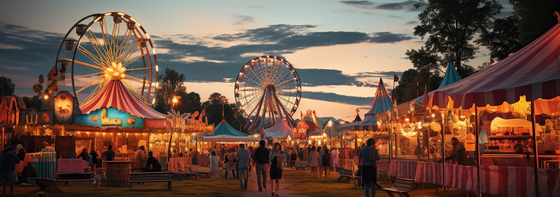 Outdoor fair at dusk