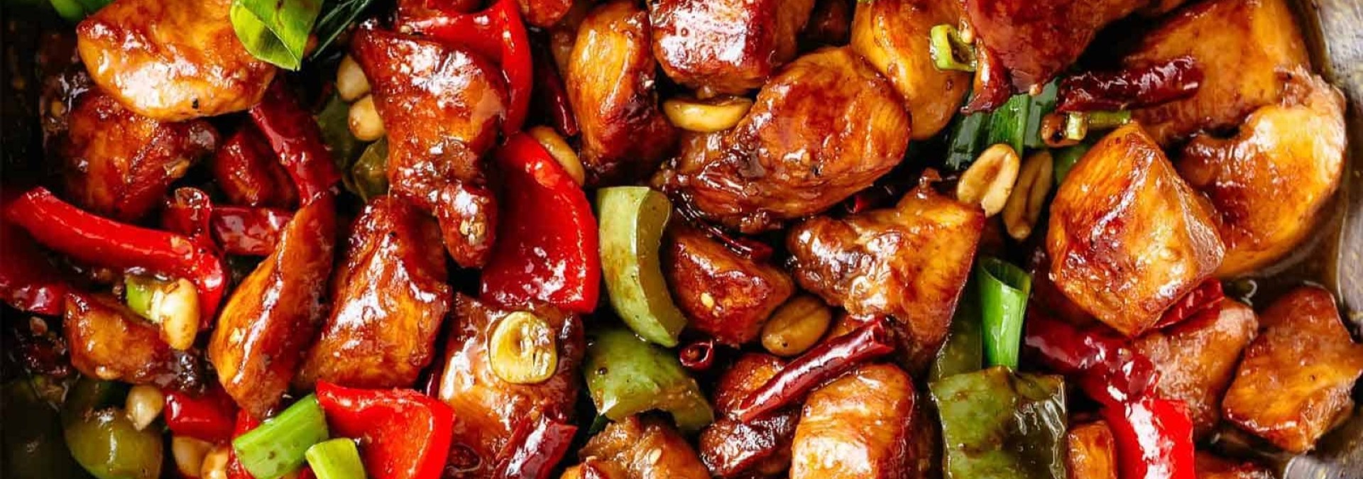 Bowl of spicy Kung Pao chicken