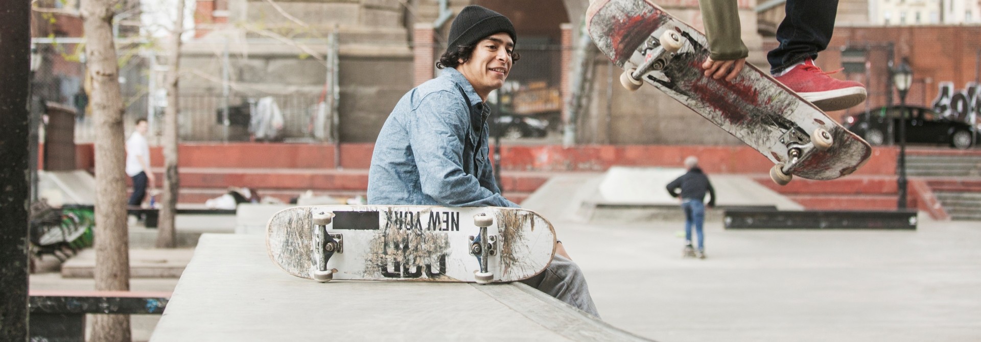 Millennials skateboarding