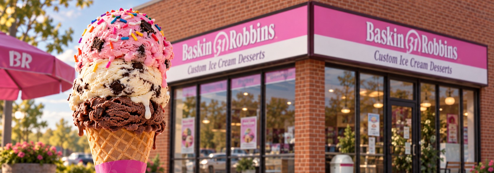 AI rendering of Baskin Robbins shop and ice cream cone
